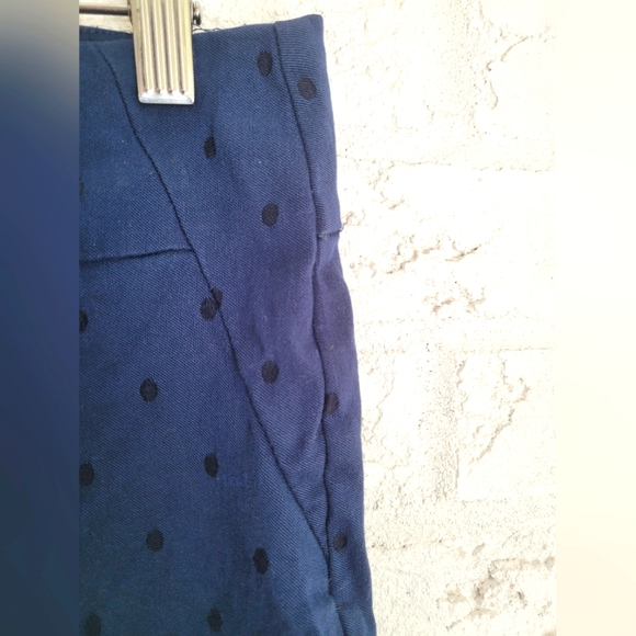 Navy Stretch Midi Skirt with Dark Navy Polka Dots - Picture 2 of 5